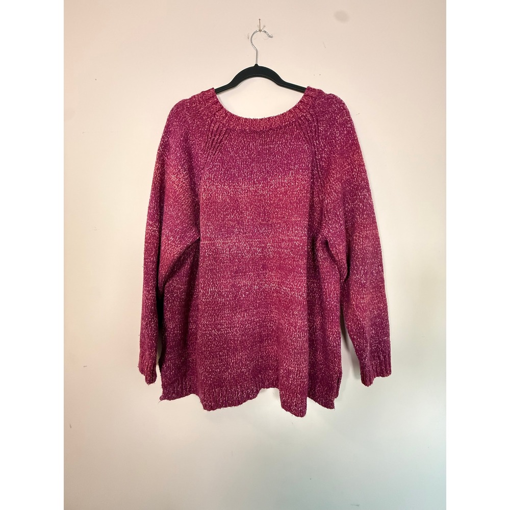 Unbranded Womens 2X Magenta Pink Space Dye Knit Raglan Sleeve Pullover Sweater
